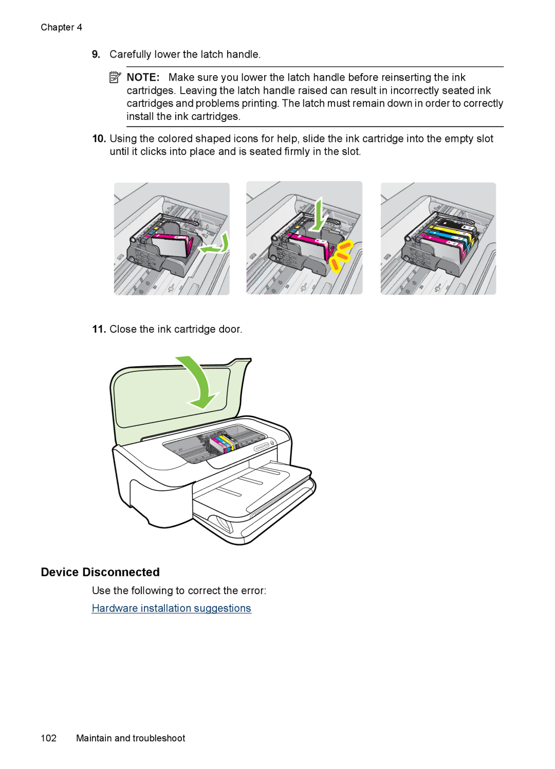 HP 7000 manual Device Disconnected 