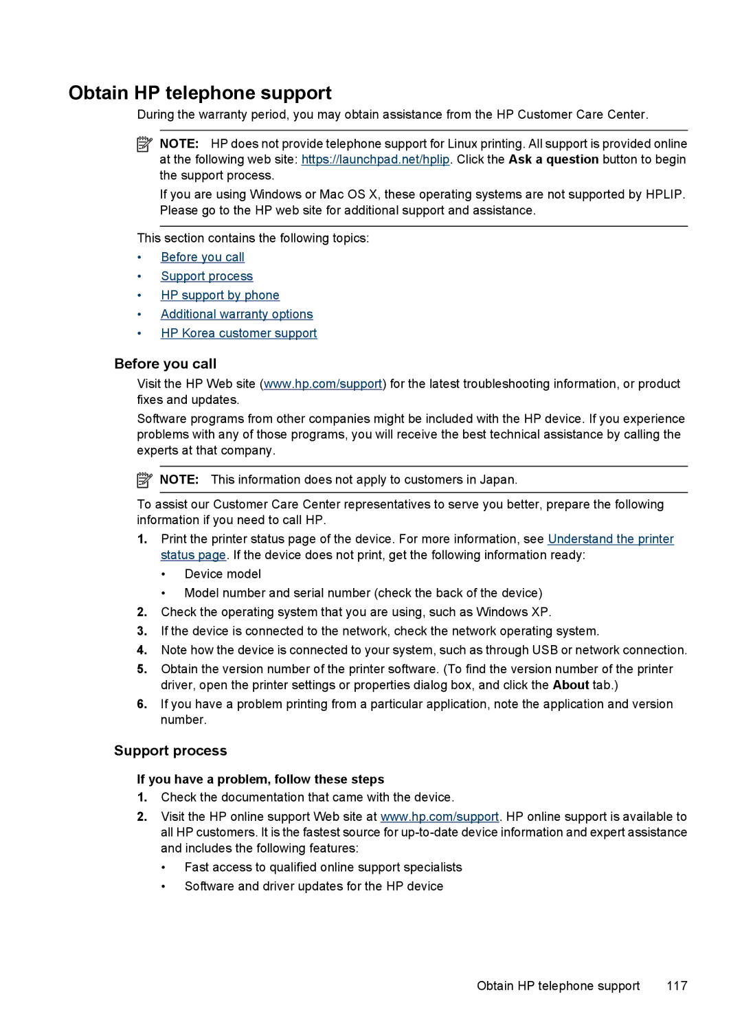 HP 7000 manual Before you call, Support process 