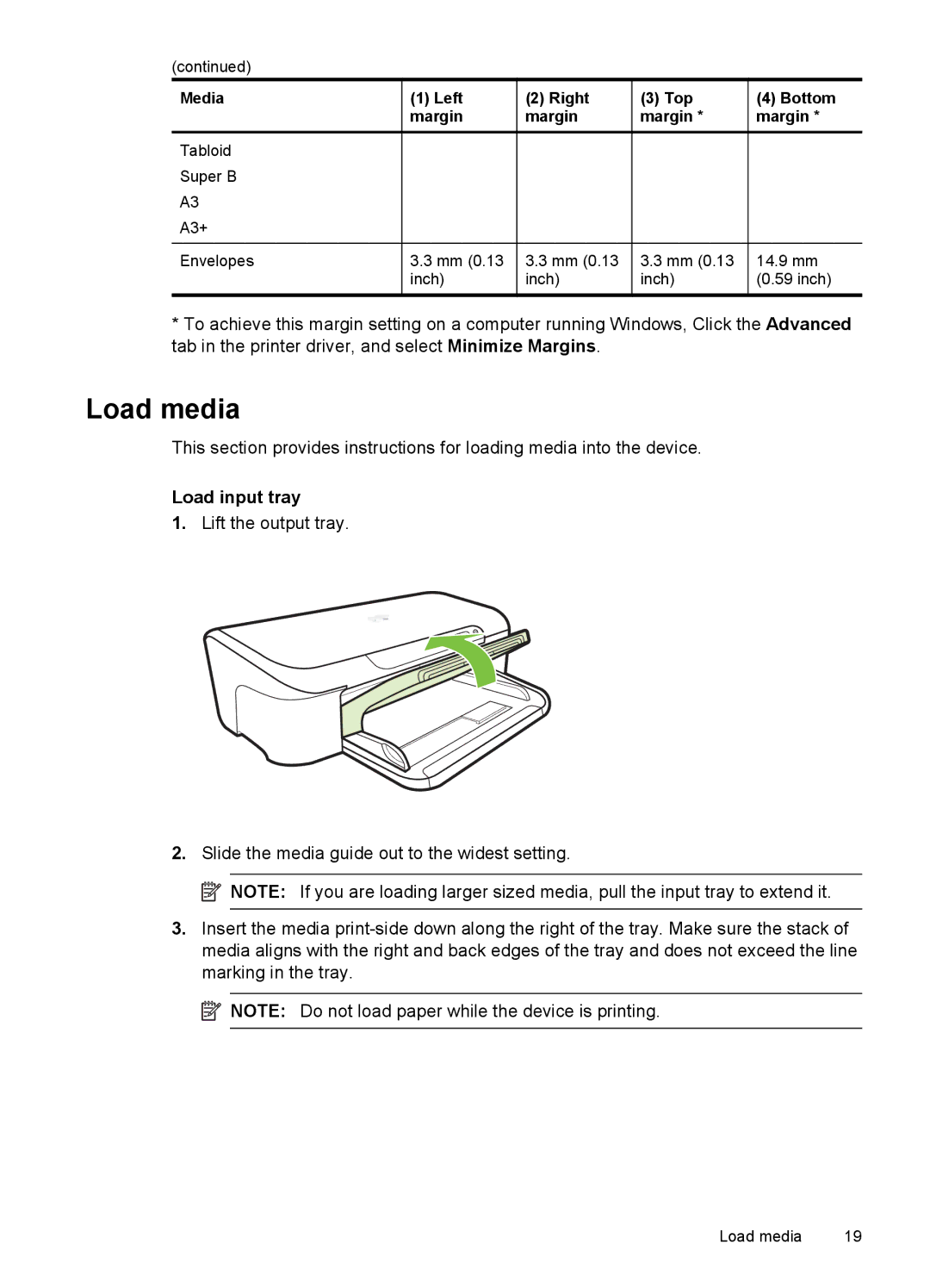 HP 7000 manual Load media, Load input tray 