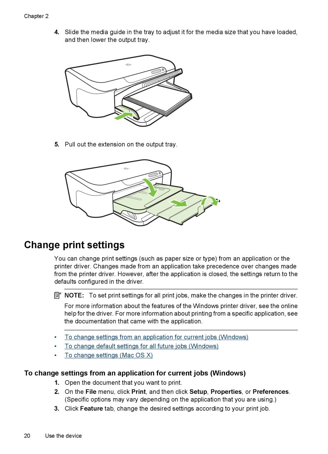 HP 7000 manual Change print settings 