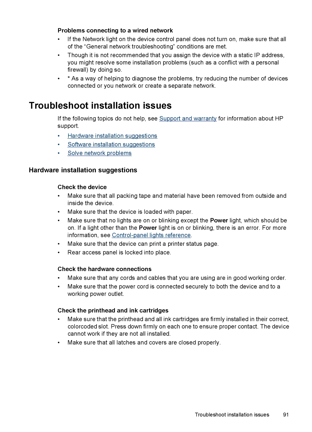 HP 7000 manual Troubleshoot installation issues, Hardware installation suggestions 