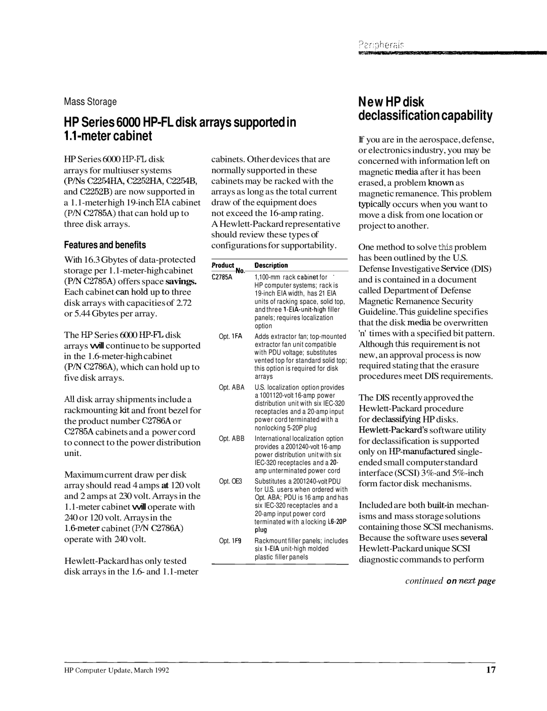 HP 700198, 700196 manual New HP disk declassification capability, C2785A Mm rack cab~netfor 