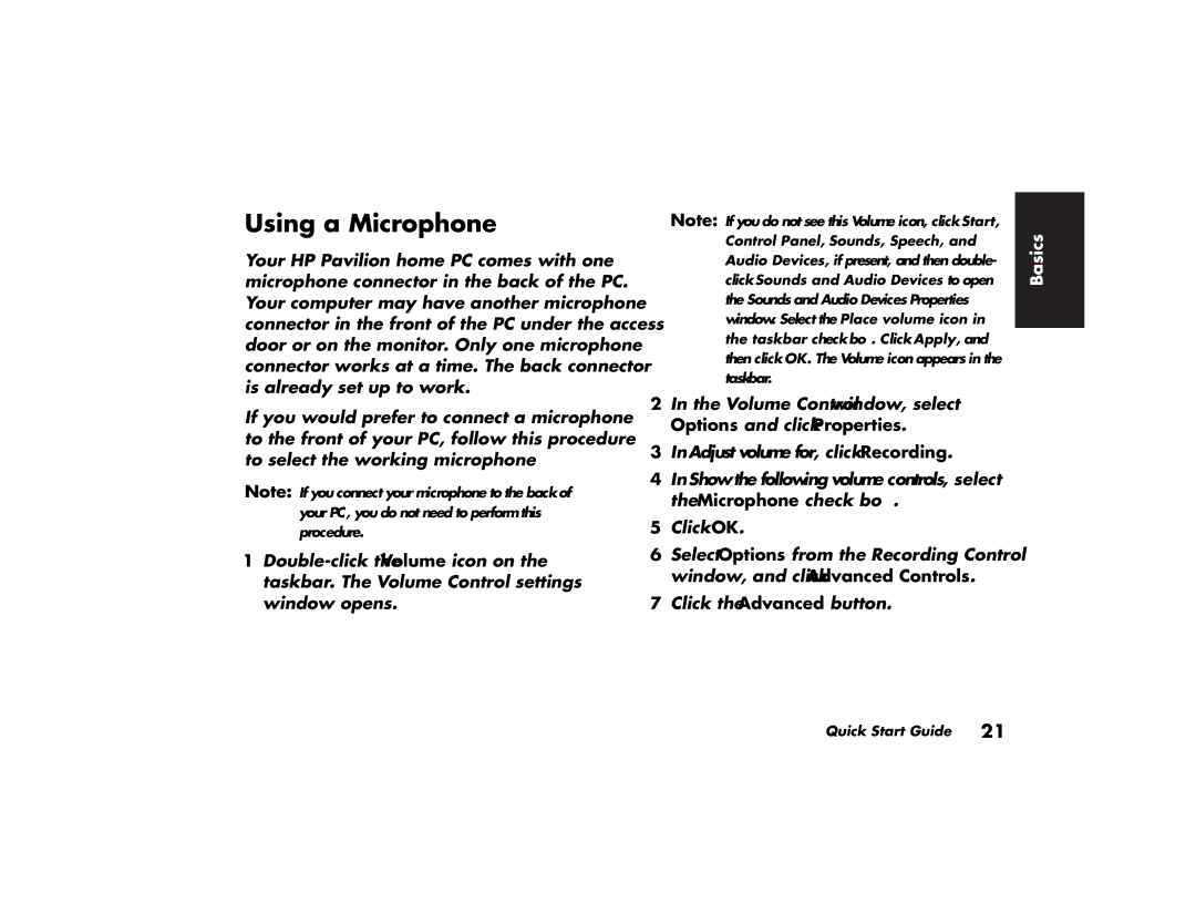 HP 743a (AP), 703k (AP), 753k (AP), 753d (AP), 522a (AP), 503k (AP), 503a (AP), 513d (AP), 513a (AP) Using a Microphone, Basics 