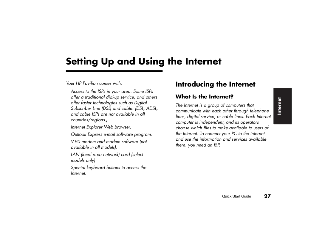 HP 513d (AP), 703k (AP), 743a (AP) manual Setting Up and Using the Internet, Introducing the Internet, What Is the Internet? 