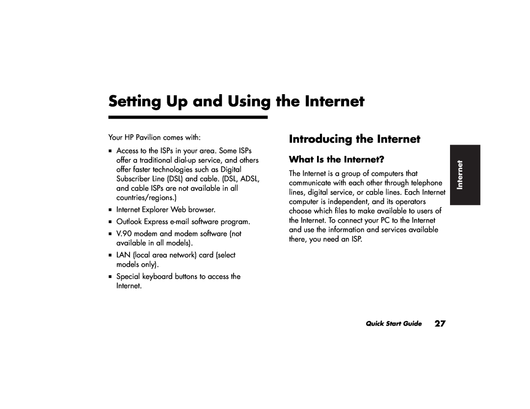 HP 513d (AP), 703k (AP), 743a (AP) manual Setting Up and Using the Internet, Introducing the Internet, What Is the Internet? 
