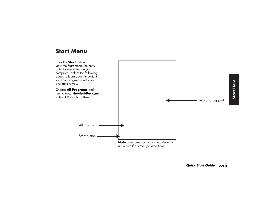 HP 514a (AP), 704d (AP), 734d (AP), 544a (AP), 564a (AP), 744d (AP), 754d (AP), 774d (AP), 504a (AP) manual Start Menu 