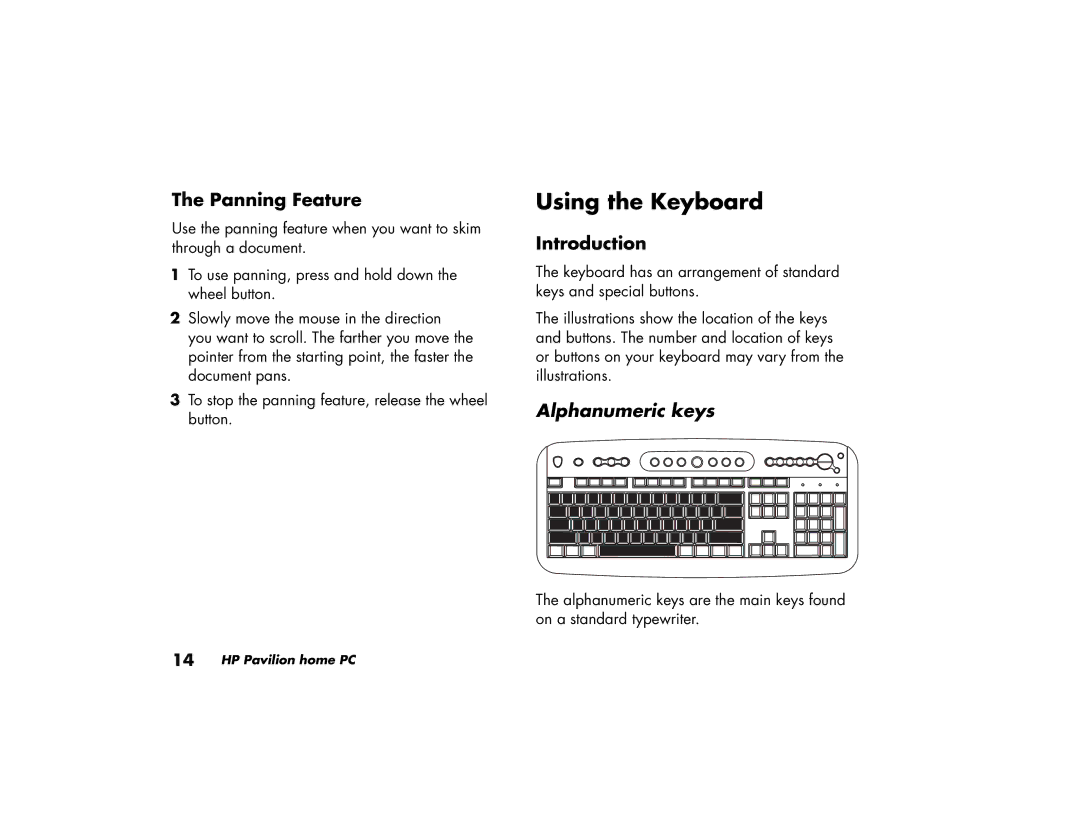 HP 744d (AP), 704d (AP), 734d (AP), 544a (AP), 564a (AP), 754d (AP) manual Using the Keyboard, Panning Feature, Introduction 