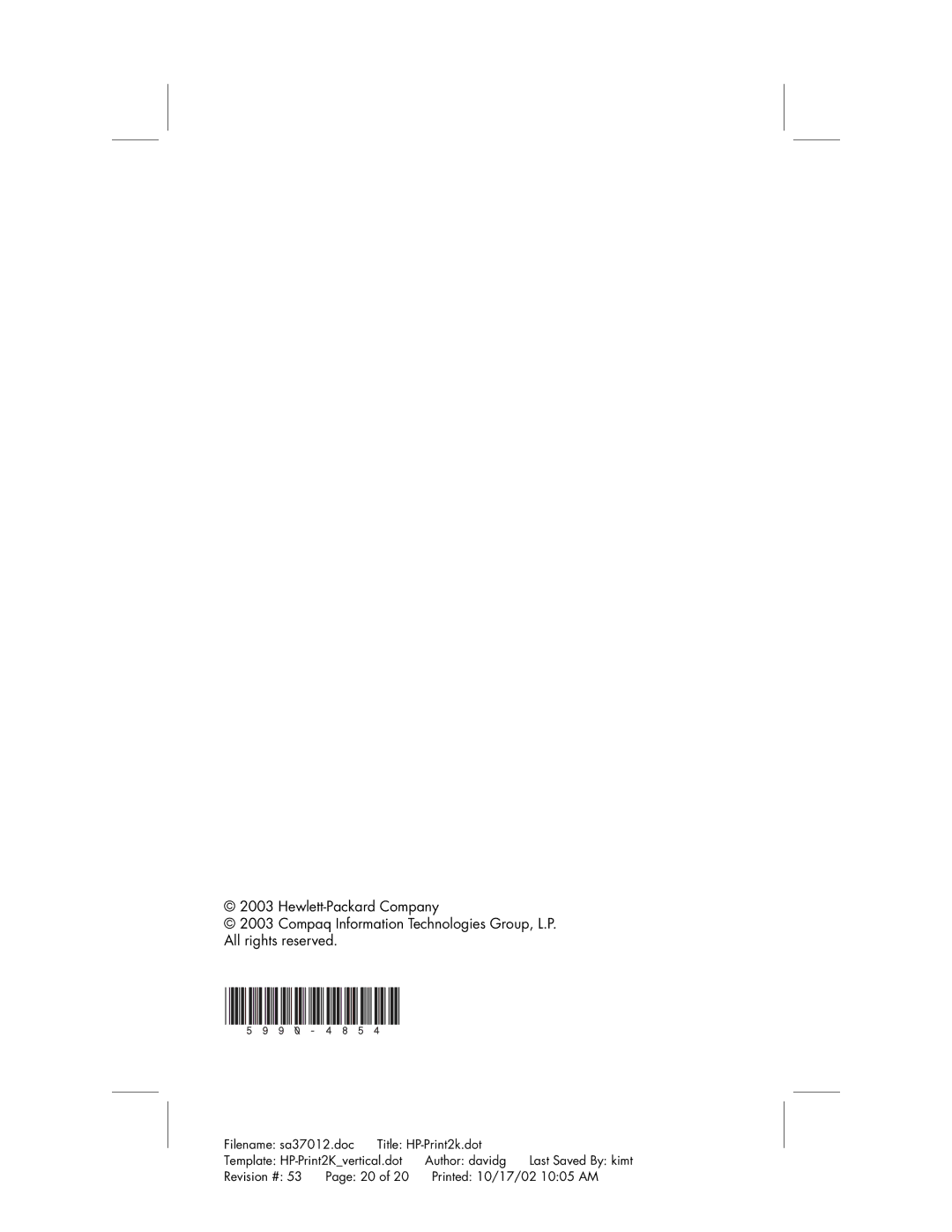 HP 704d (AP), 734d (AP), 744d (AP), 754d (AP), 774d (AP) manual Revision # Printed 10/17/02 1005 AM 