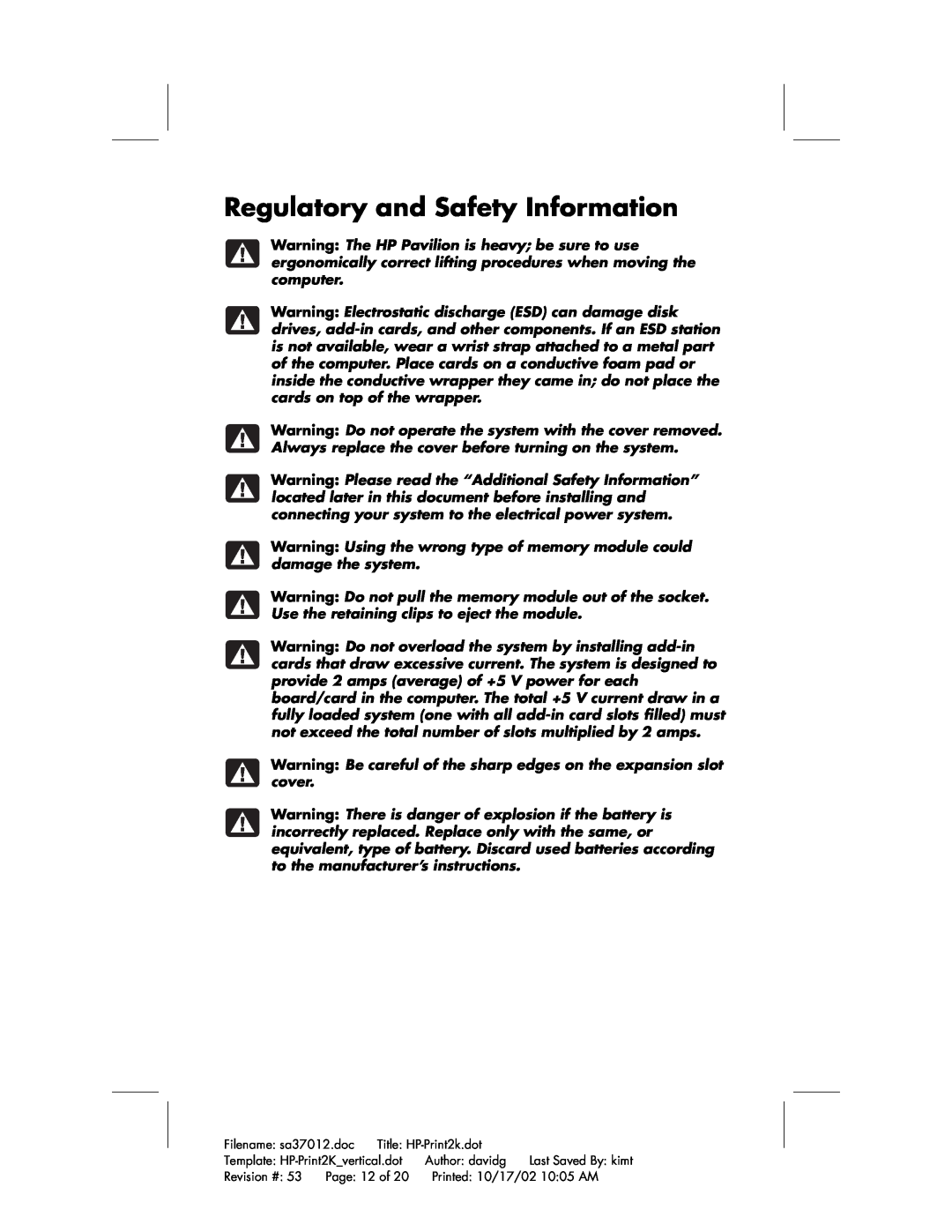 HP 744d (AP), 704d (AP), 734d (AP), 754d (AP), 774d (AP) manual Regulatory and Safety Information 