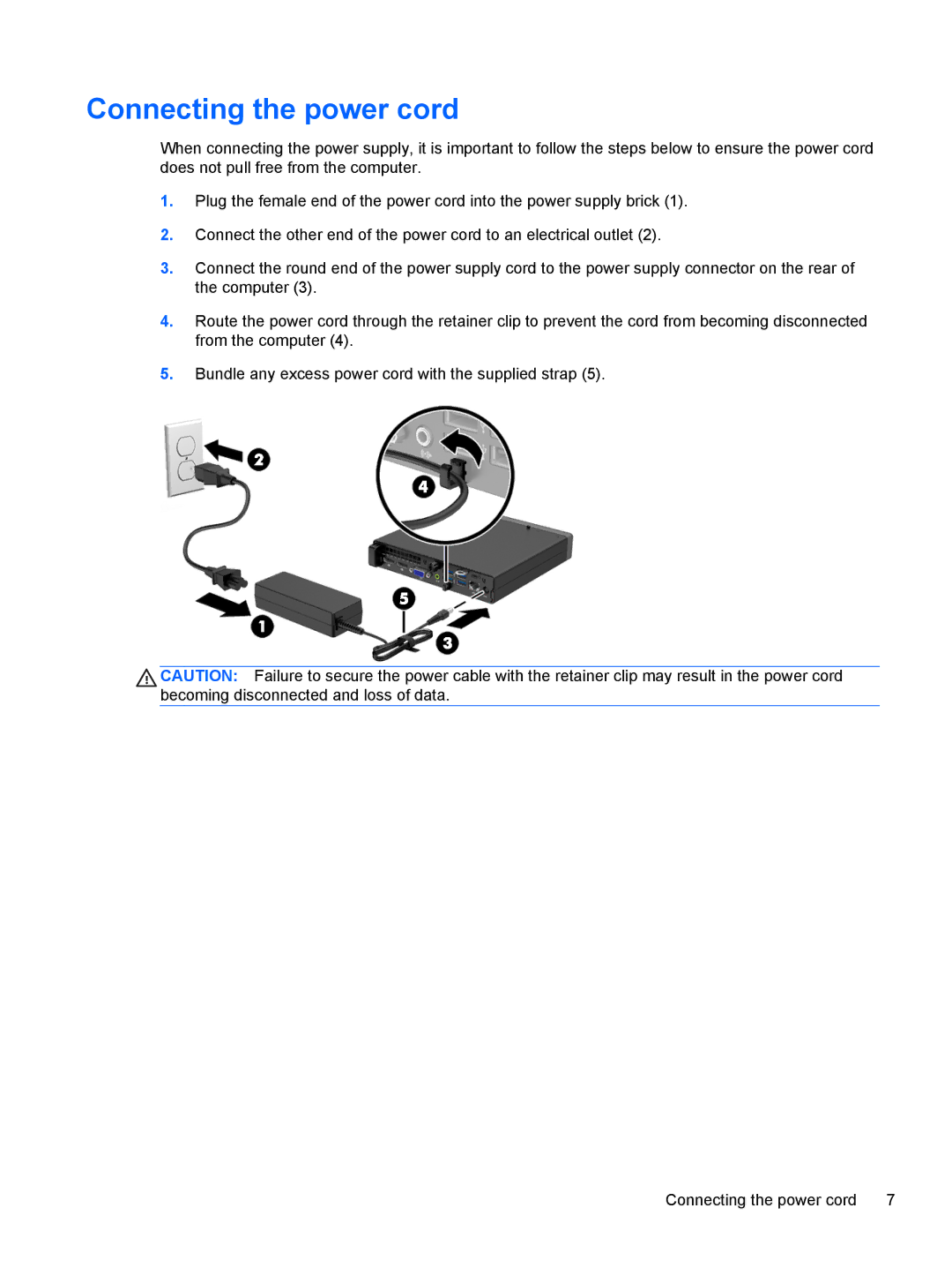 HP 705 G1 manual Connecting the power cord 