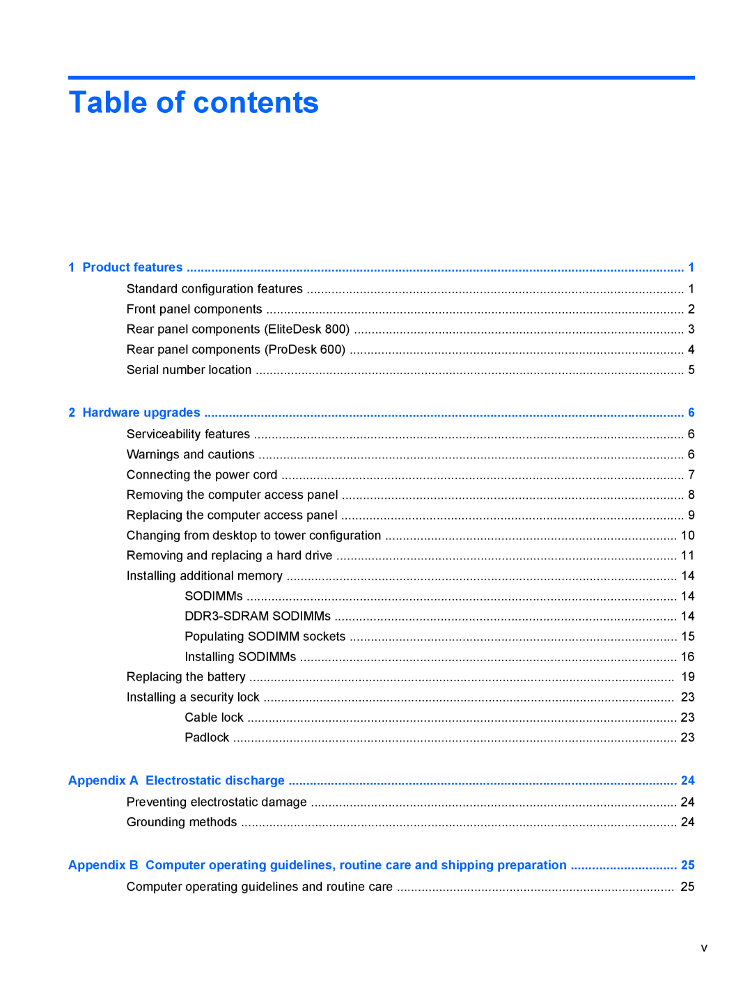 HP 705 G1 manual Table of contents 