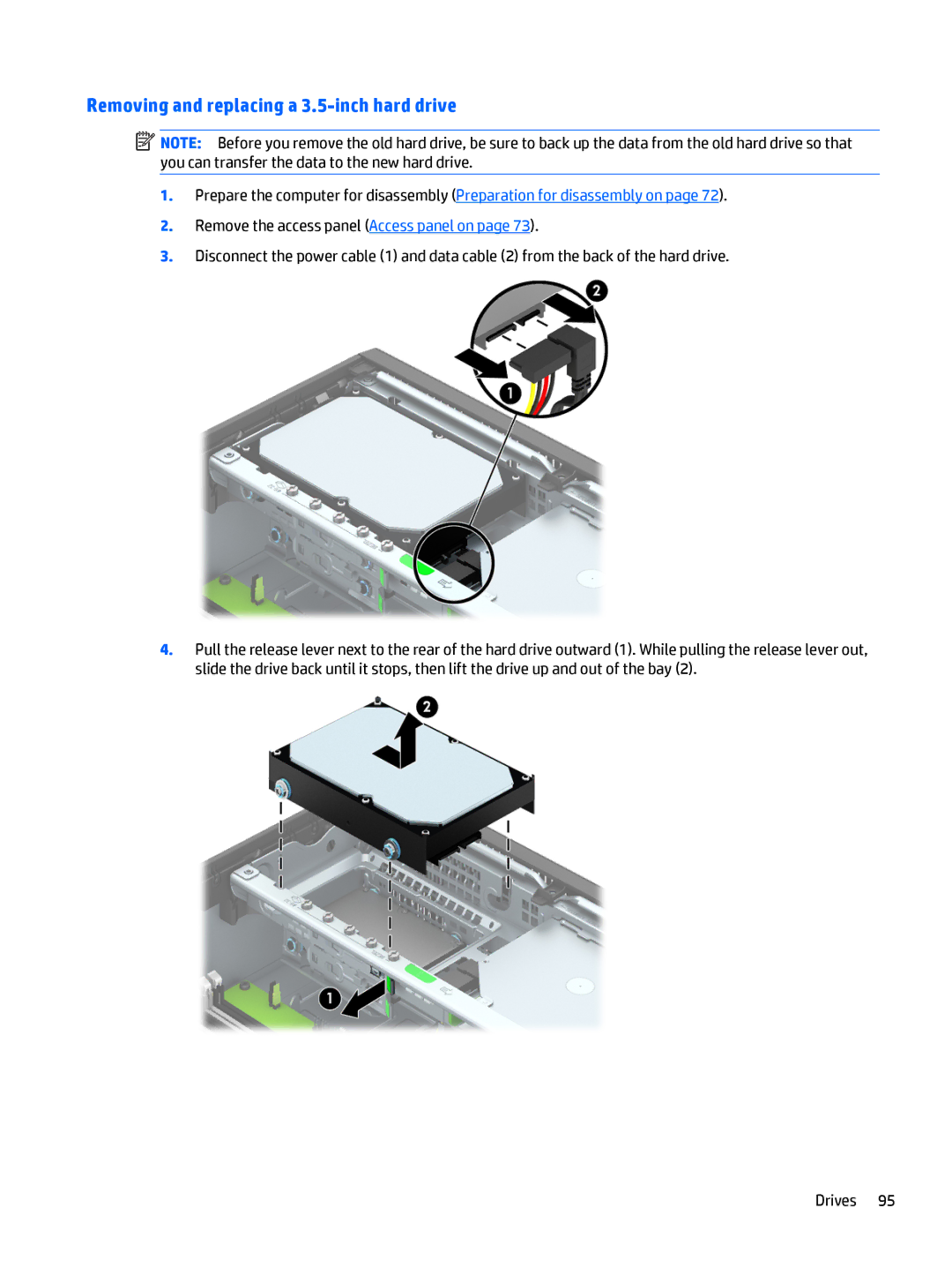 HP 705 G1 manual Removing and replacing a 3.5-inch hard drive 