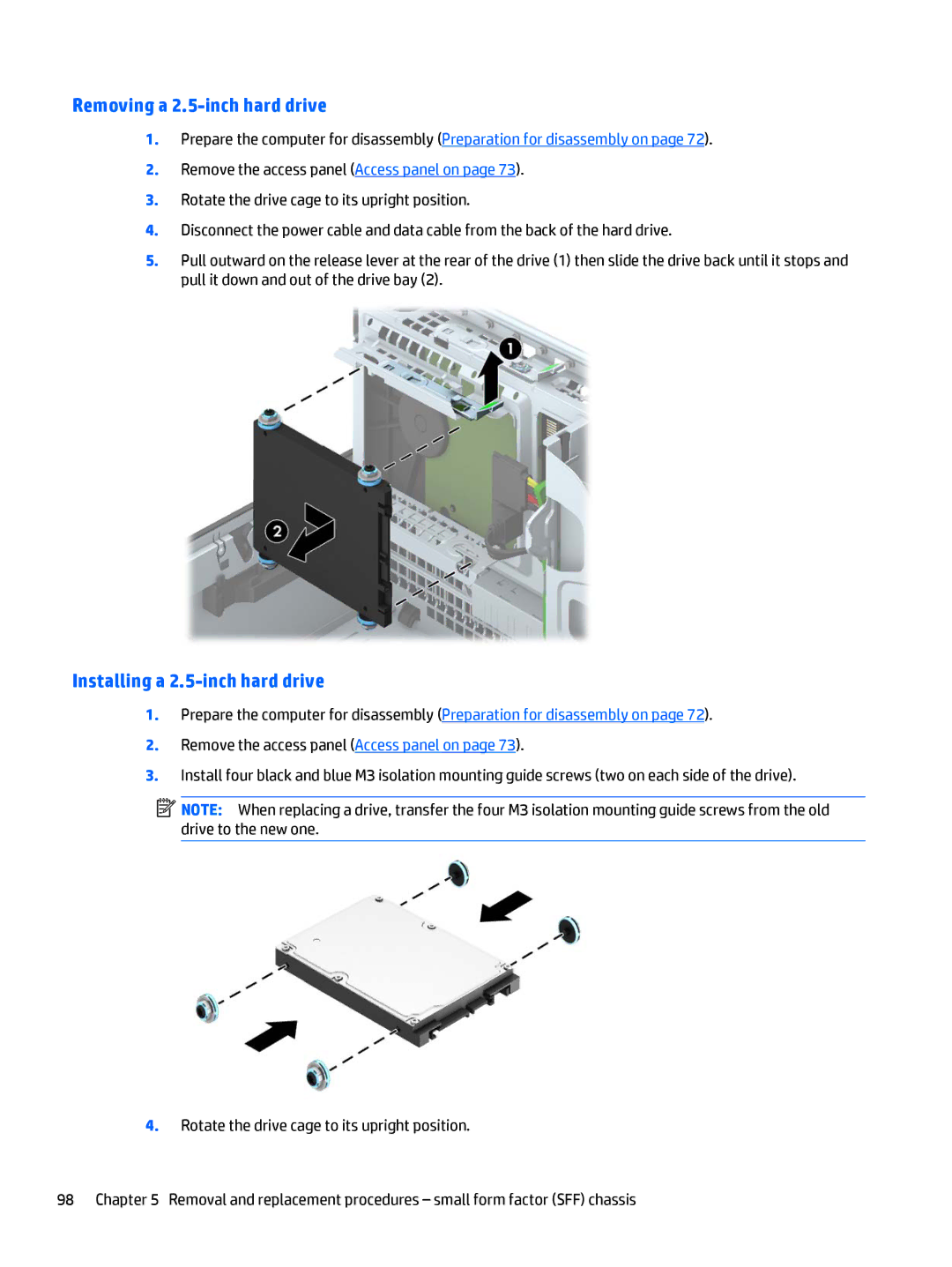 HP 705 G1 manual Removing a 2.5-inch hard drive 