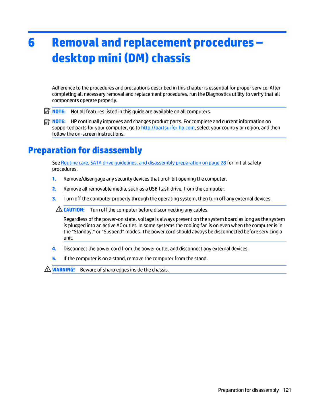 HP 705 G1 manual Removal and replacement procedures desktop mini DM chassis 