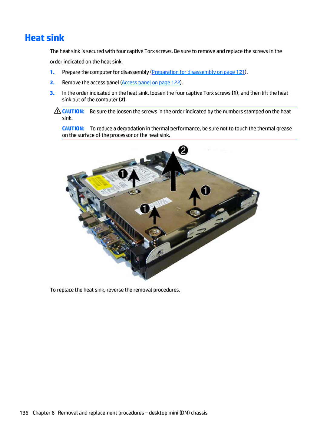 HP 705 G1 manual Heat sink 