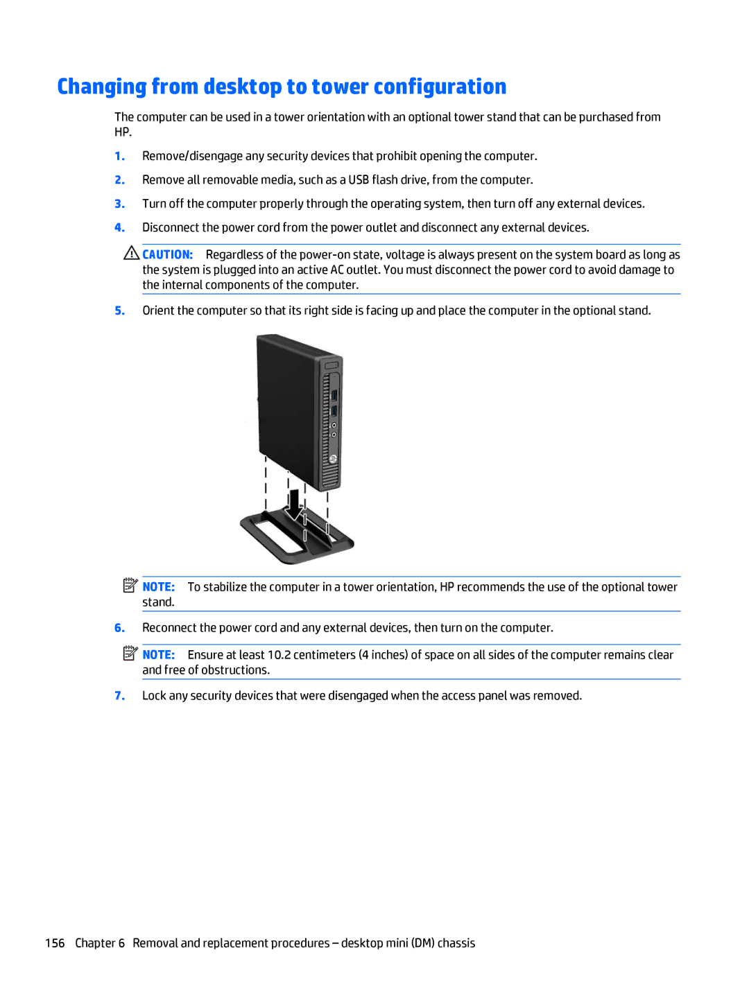 HP 705 G1 manual Changing from desktop to tower configuration 