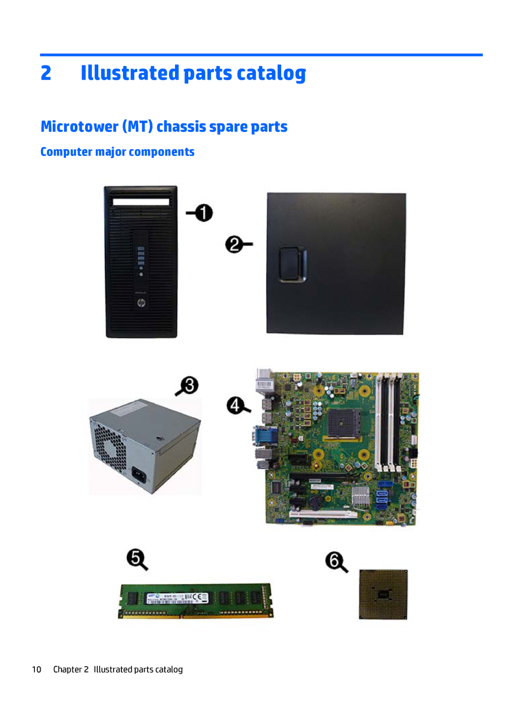 HP 705 G1 manual Microtower MT chassis spare parts, Computer major components, Illustrated parts catalog 