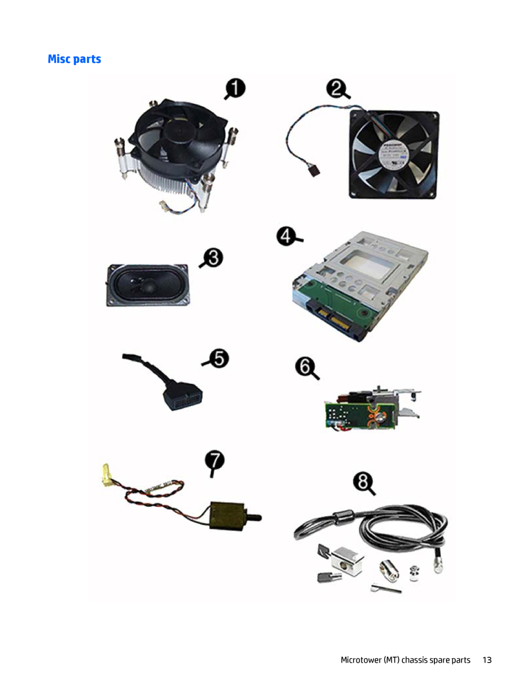 HP 705 G1 manual Misc parts 