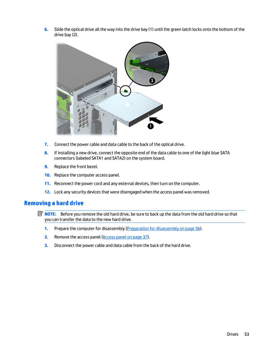 HP 705 G1 manual Removing a hard drive 