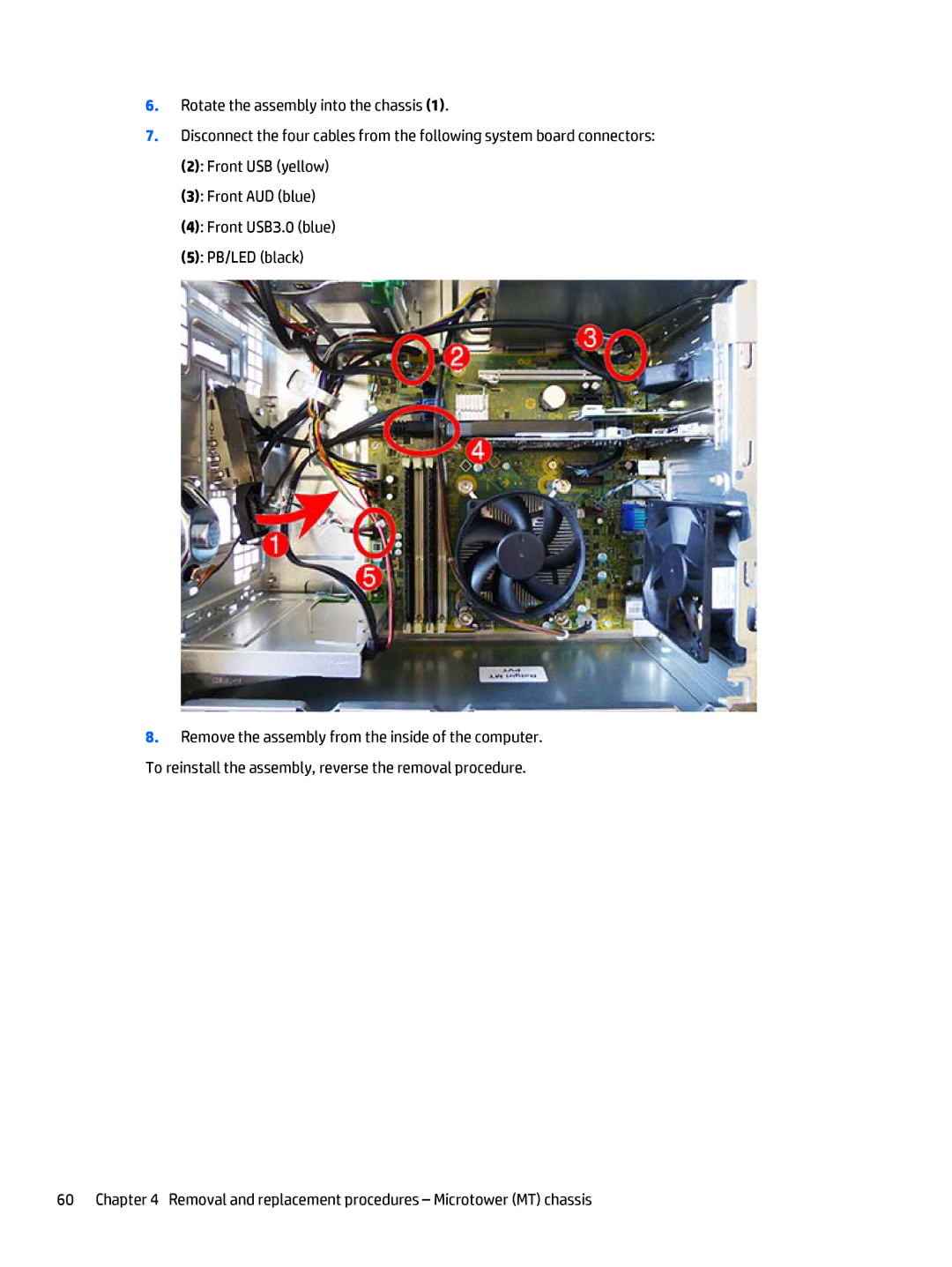 HP 705 G1 manual Removal and replacement procedures Microtower MT chassis 