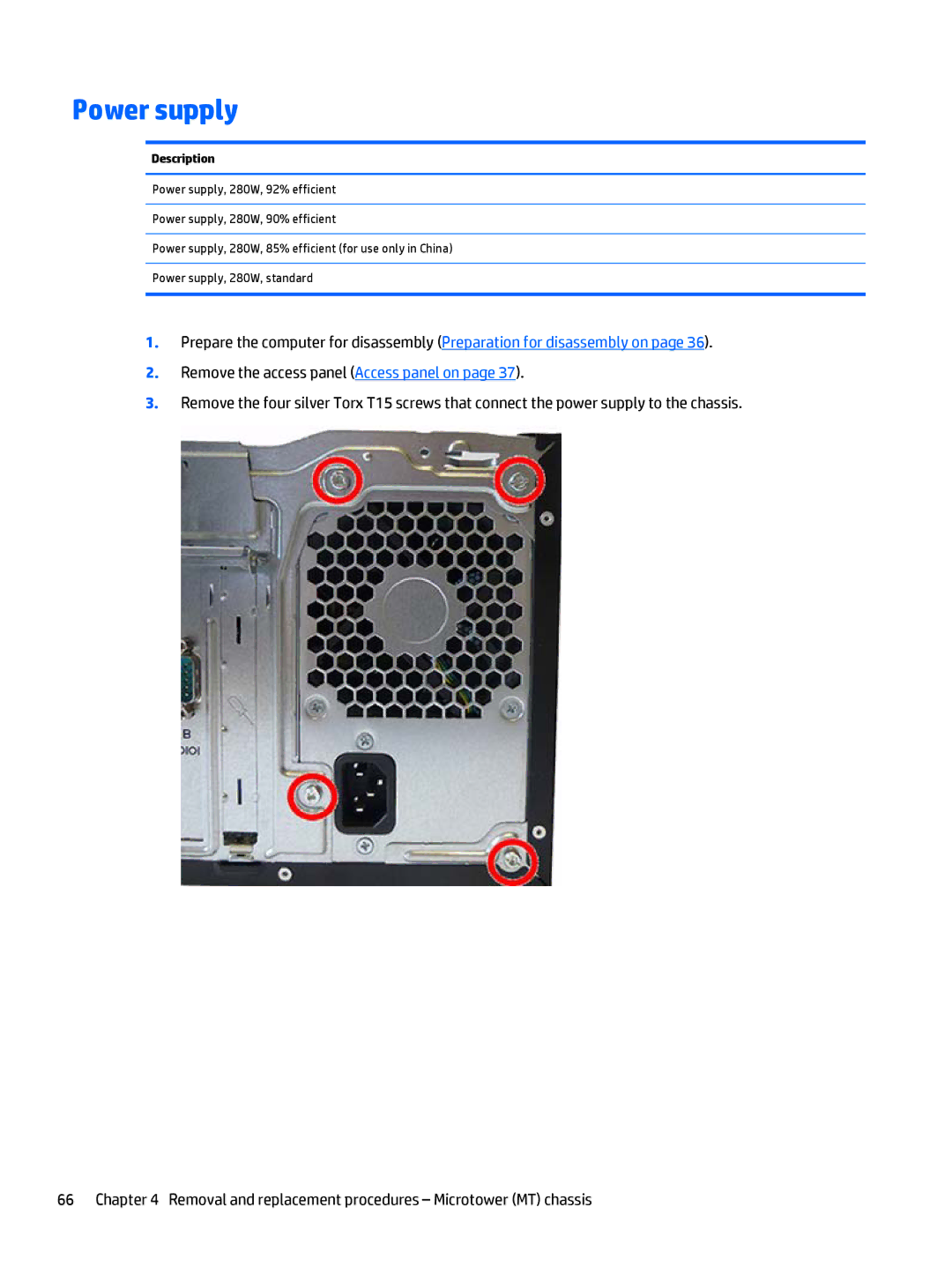 HP 705 G1 manual Power supply, Description 