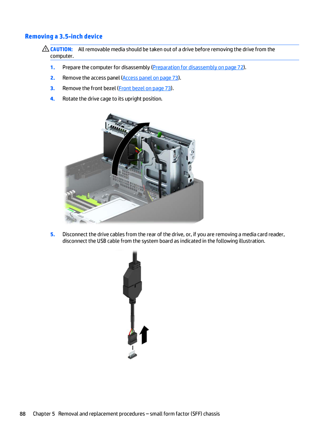 HP 705 G1 manual Removing a 3.5-inch device 