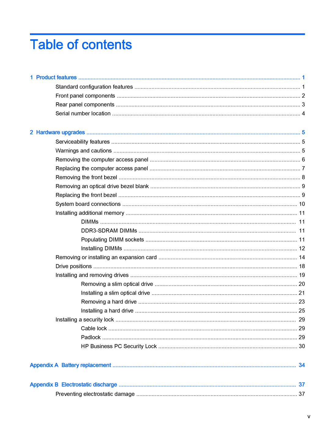 HP 705 G1 manual Table of contents 