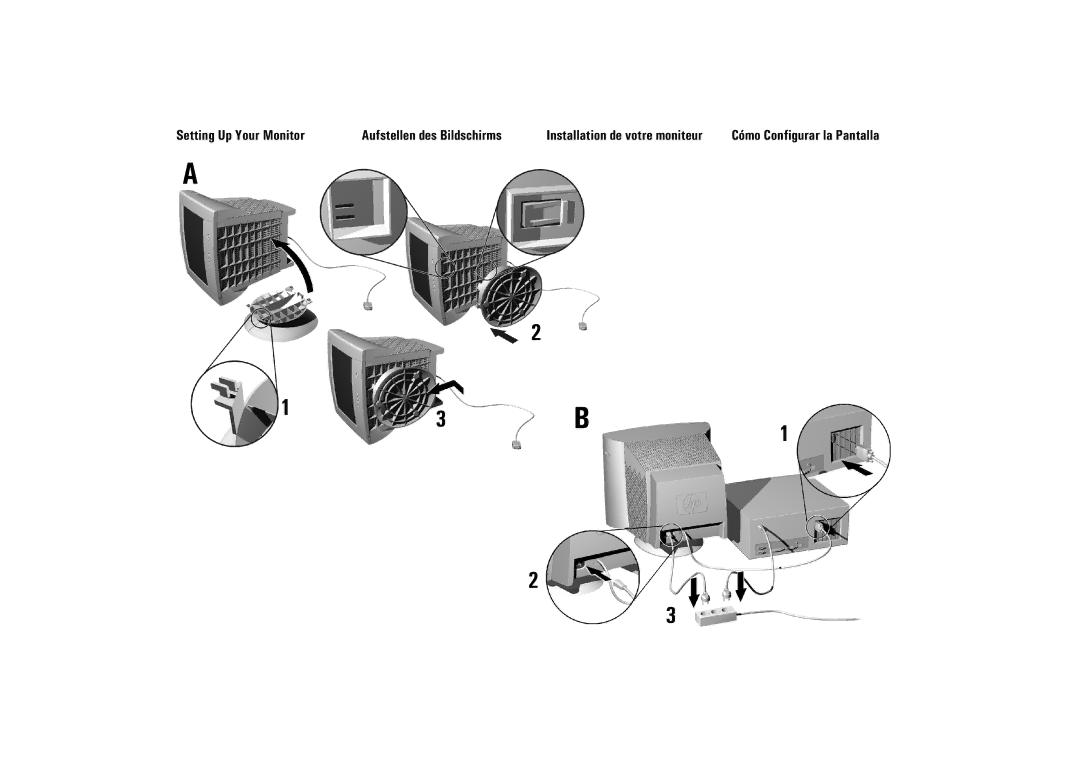 HP 71 17 inch MPRII manual Setting Up Your Monitor Aufstellen des Bildschirms 