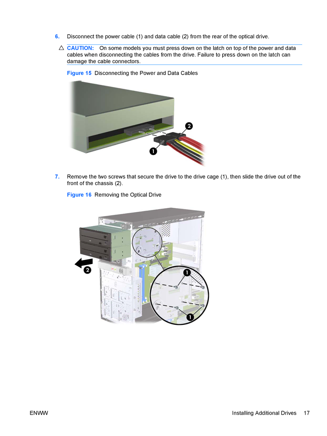 HP 7100 manual Removing the Optical Drive 