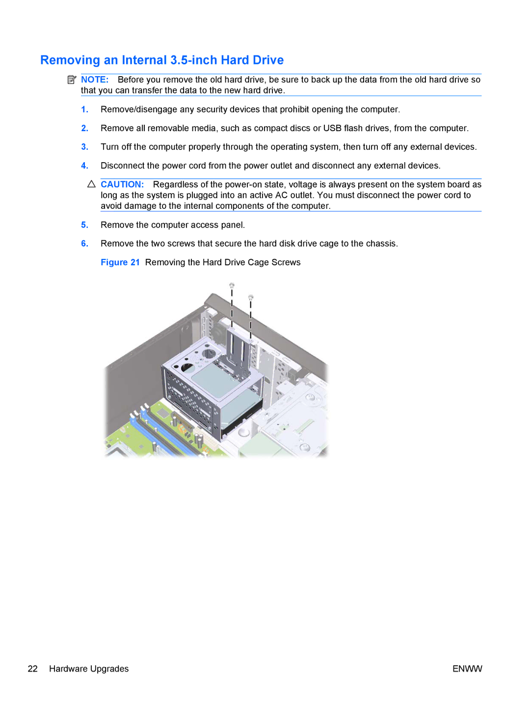 HP 7100 manual Removing an Internal 3.5-inch Hard Drive 