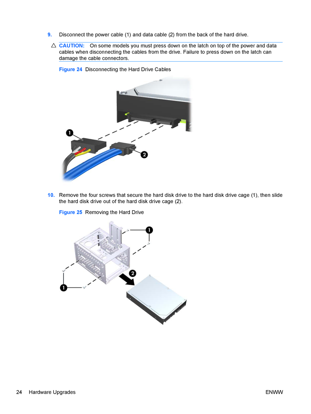 HP 7100 manual Removing the Hard Drive Hardware Upgrades 