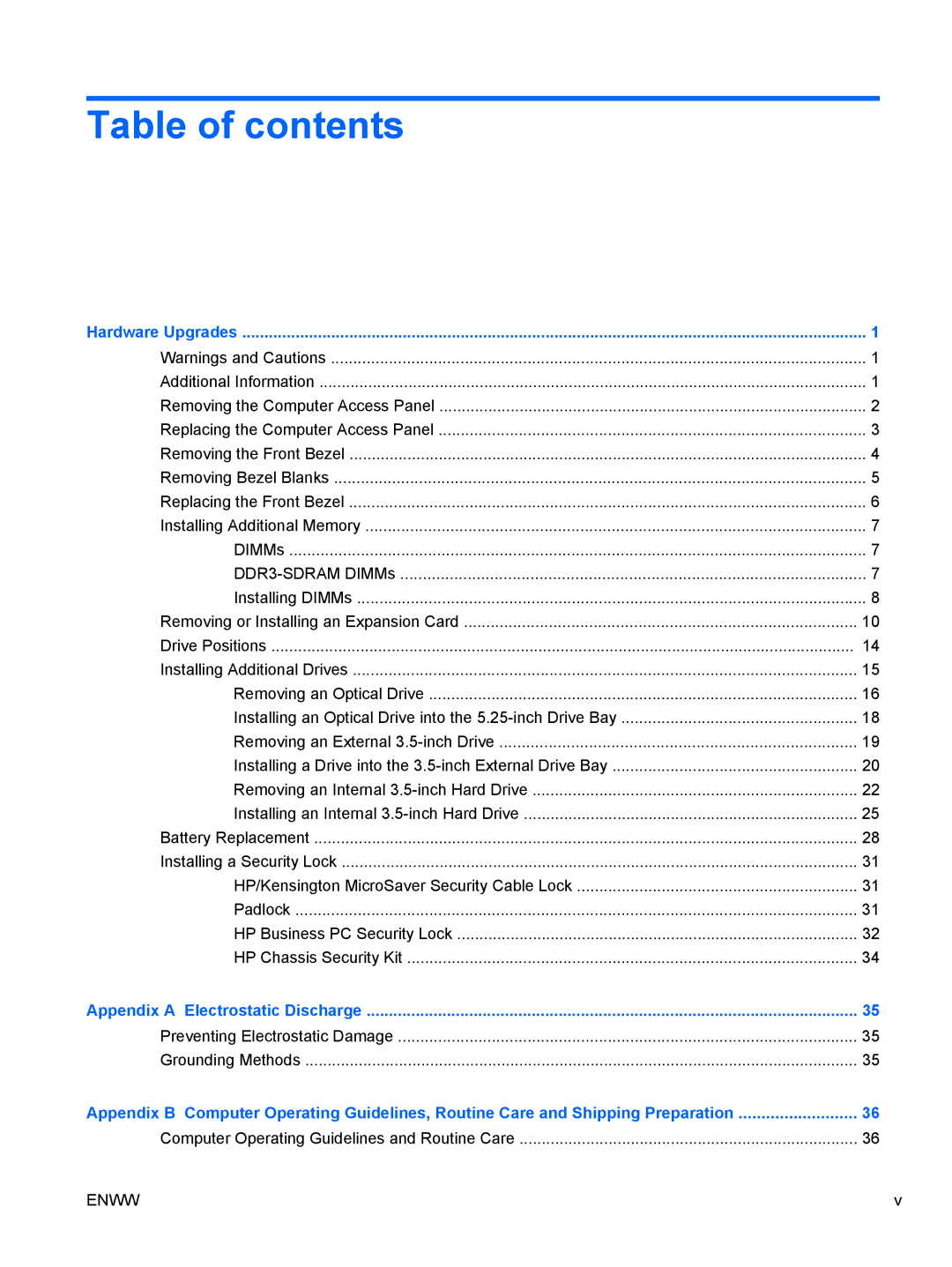 HP 7100 manual Table of contents 