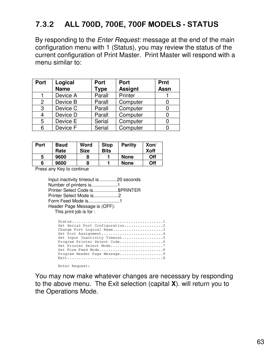 HP 706A, 710F, 710E, 708D, 708E, 706C, 706D, 708C manual Port Logical Prnt Name Type Assignt Assn 