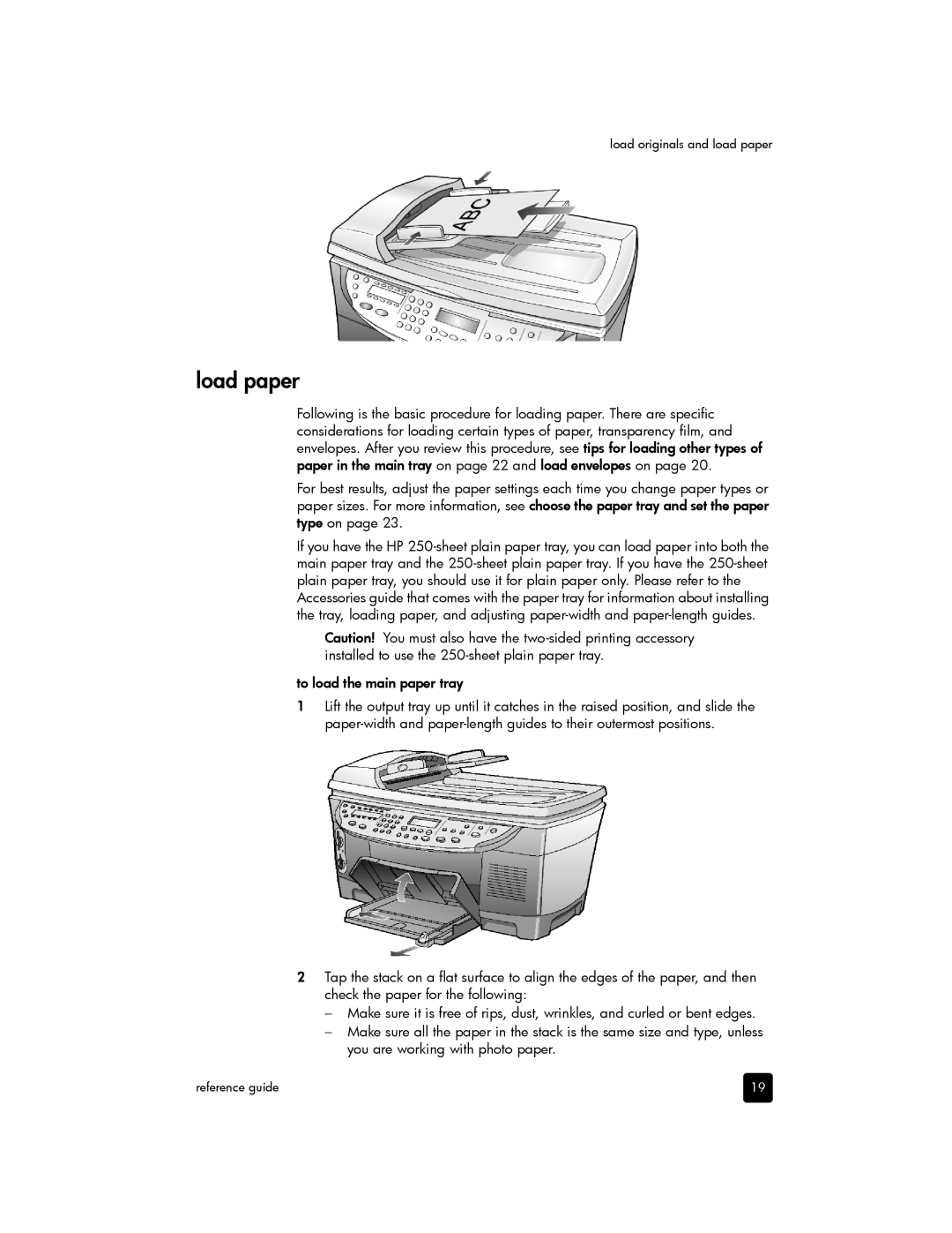 HP 7110 Wide Format E CR768AB1H manual Load paper, To load the main paper tray 