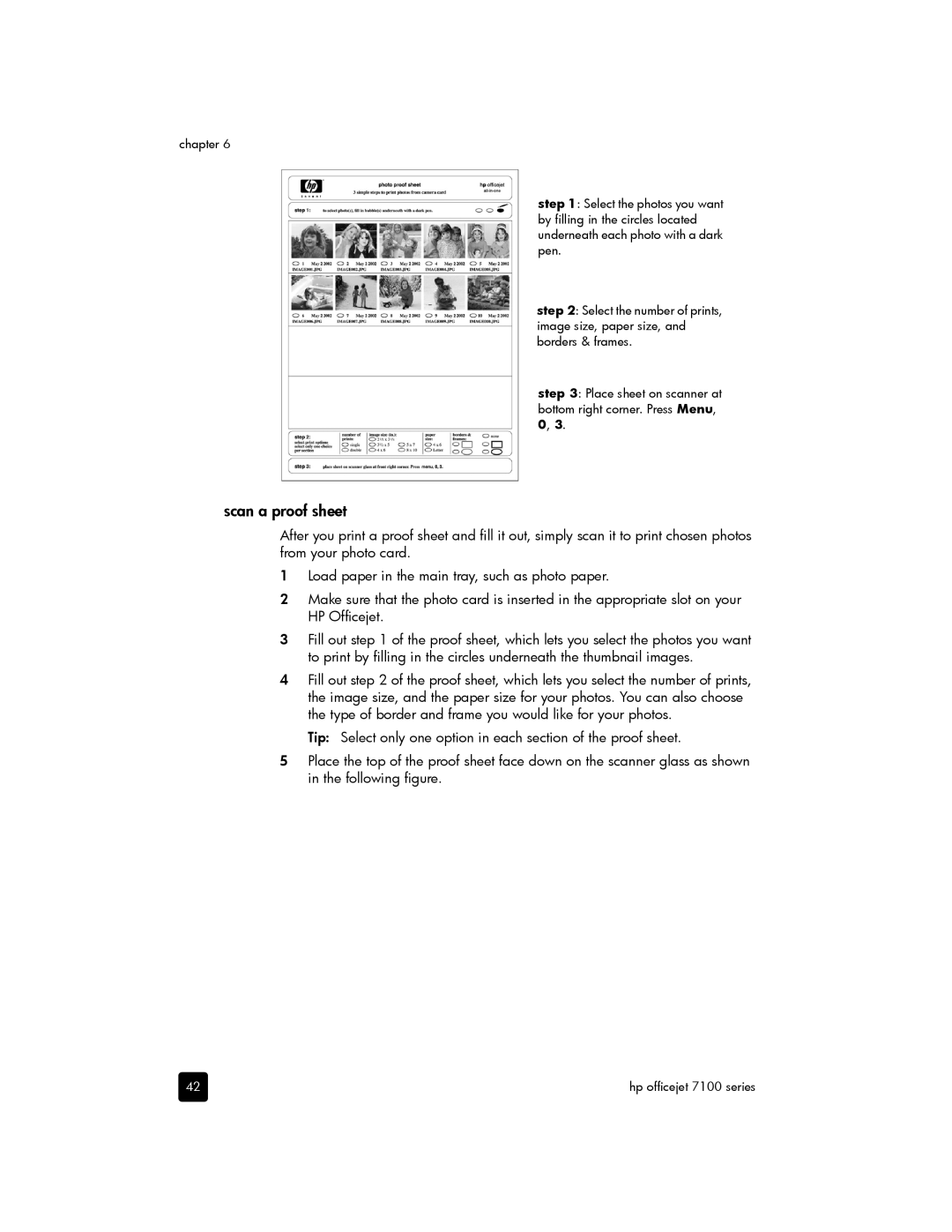 HP 7110 Wide Format E CR768AB1H manual Scan a proof sheet 