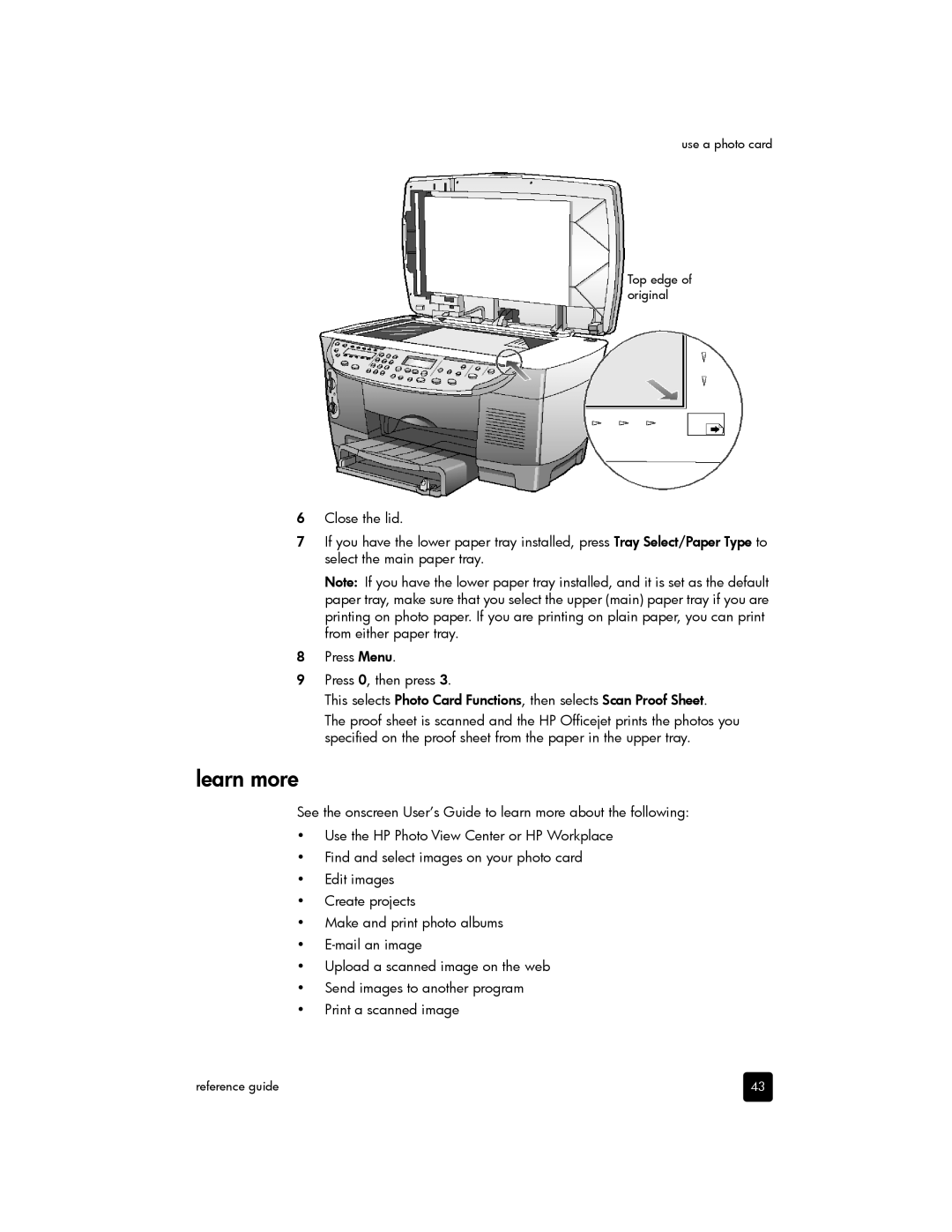 HP 7110 Wide Format E CR768AB1H manual Use a photo card Top edge of original 