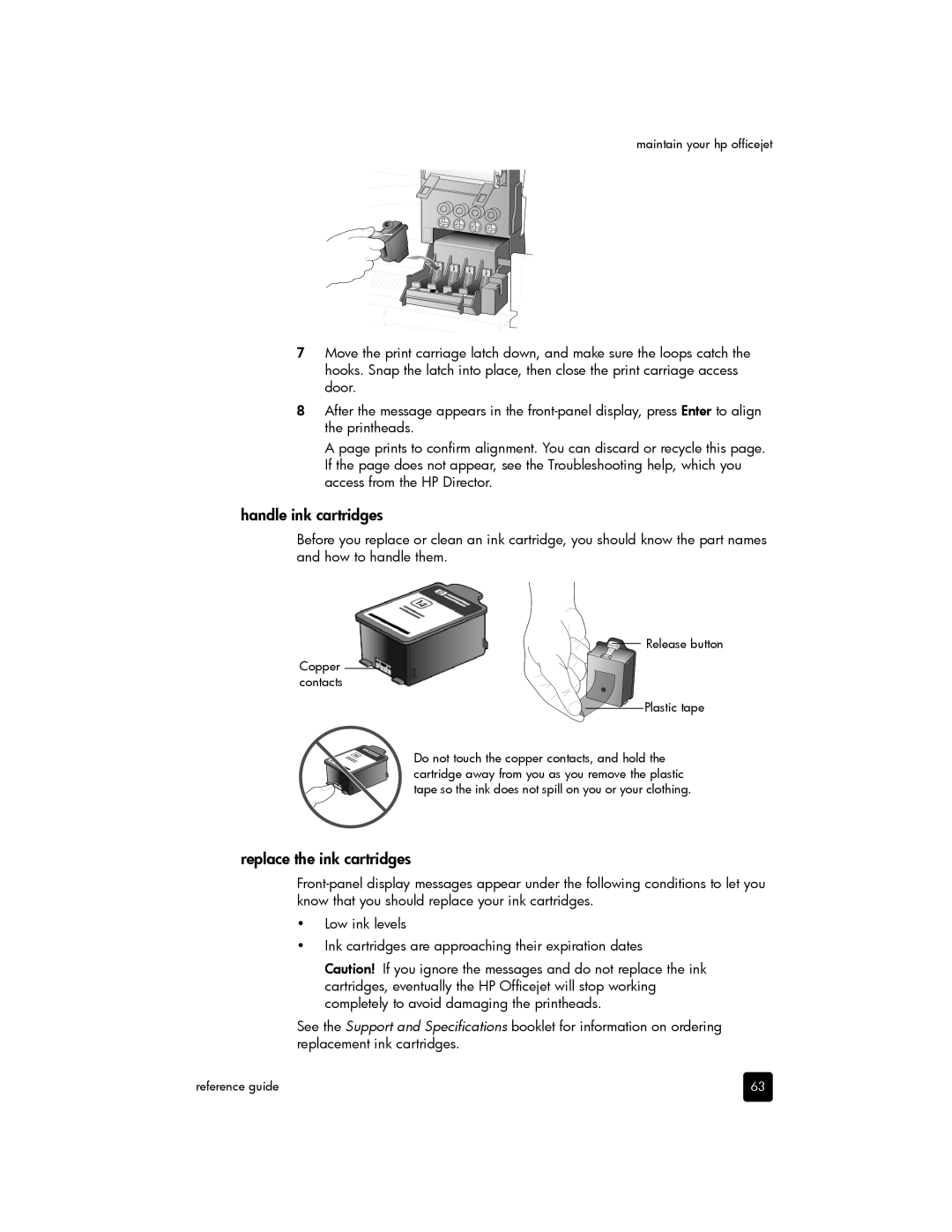 HP 7110 Wide Format E CR768AB1H manual Handle ink cartridges, Replace the ink cartridges 