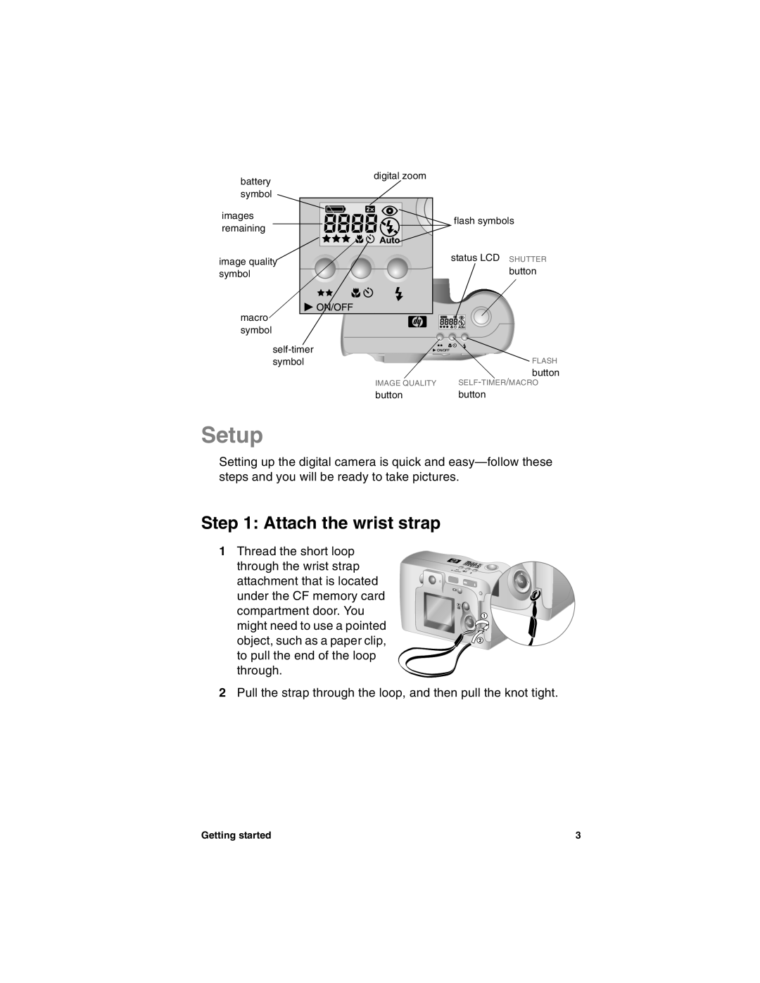 HP 715 manual Setup, Attach the wrist strap 