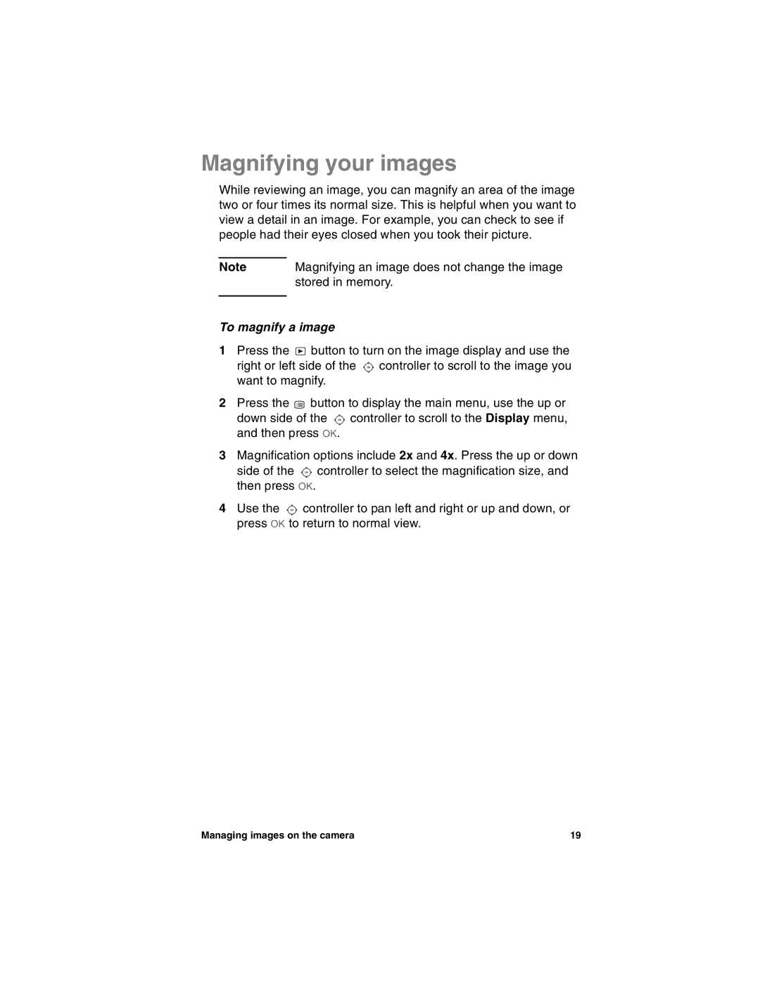 HP 715 manual Magnifying your images, To magnify a image 