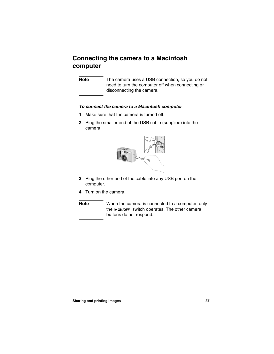 HP 715 manual Connecting the camera to a Macintosh computer, To connect the camera to a Macintosh computer 