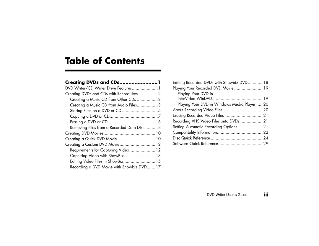 HP a288n (US/CAN), 716n (US), a296n (US/CAN), a290n (US/CAN), a230n (US/CAN), a255c (US/CAN), a257c (US/CAN) Table of Contents 