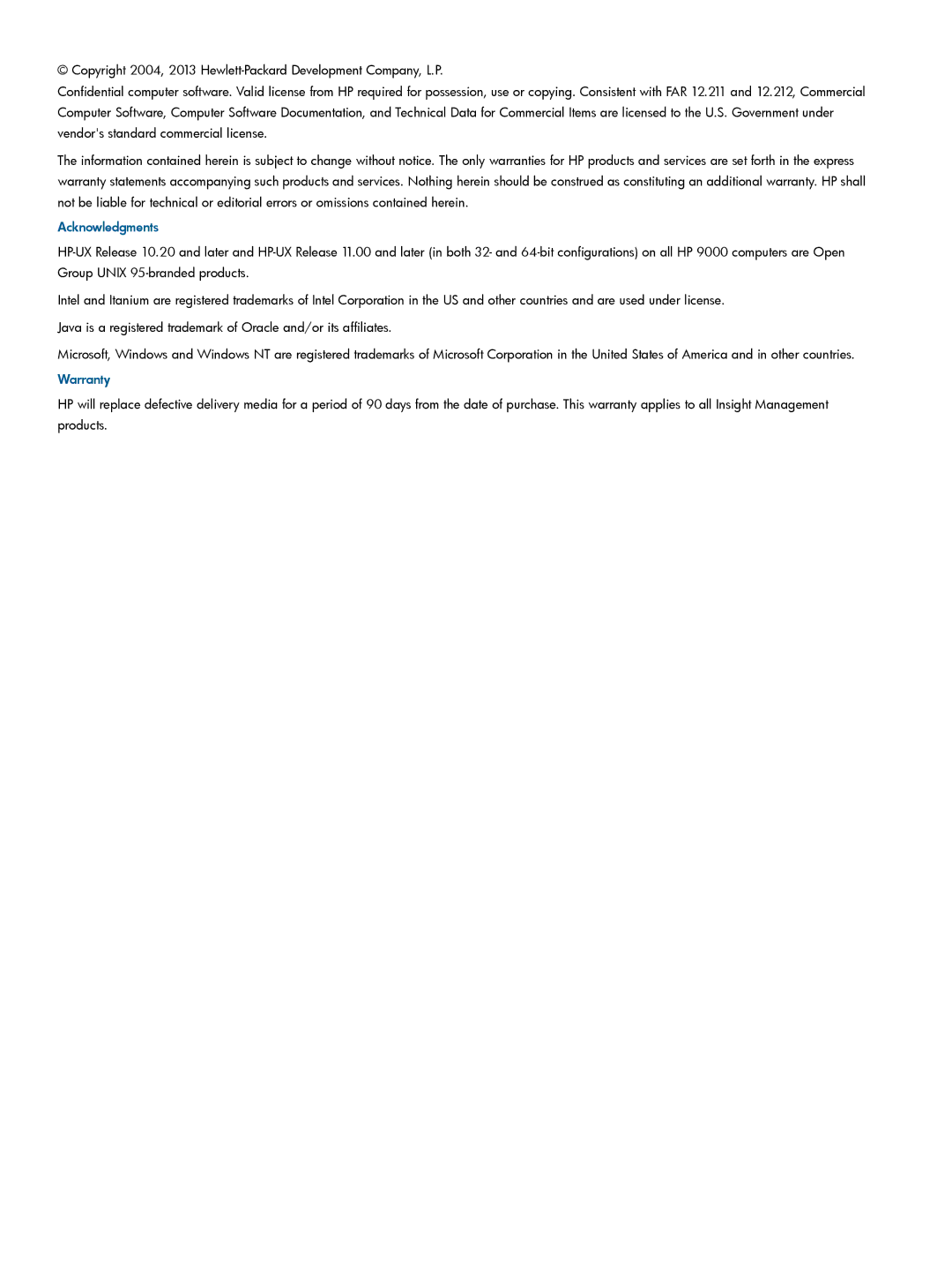 HP 7.2 manual Acknowledgments 