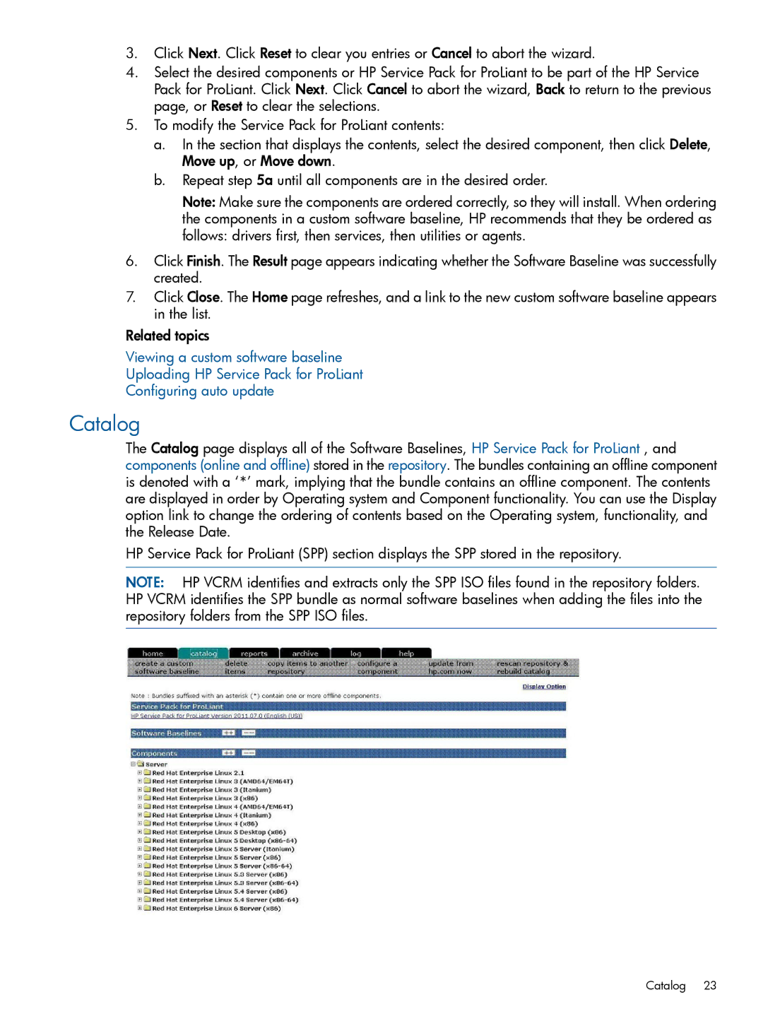 HP 7.2 manual Catalog 