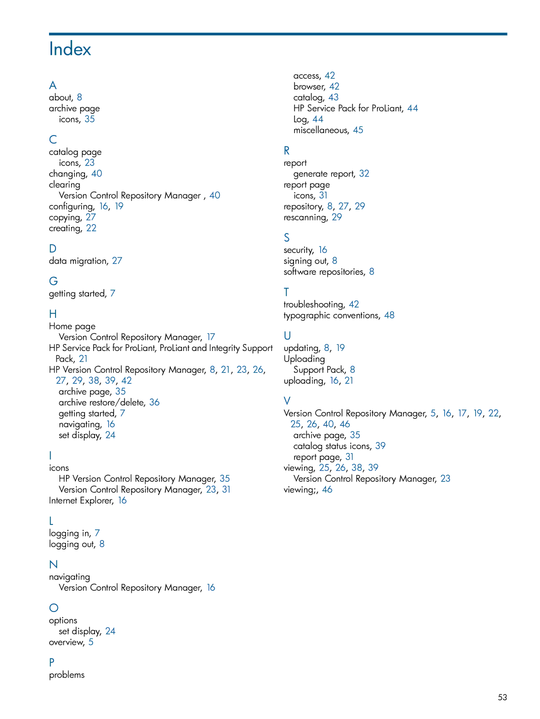 HP 7.2 manual Index, 27, 29, 38, 39 