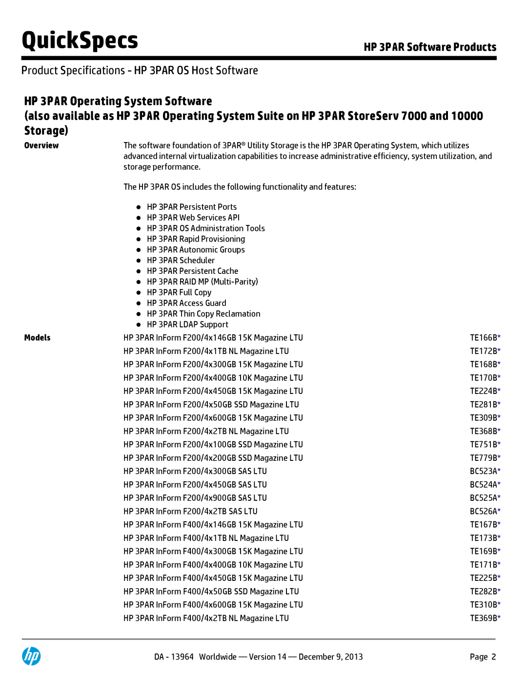 HP 7200 BC767A manual Overview, Models 