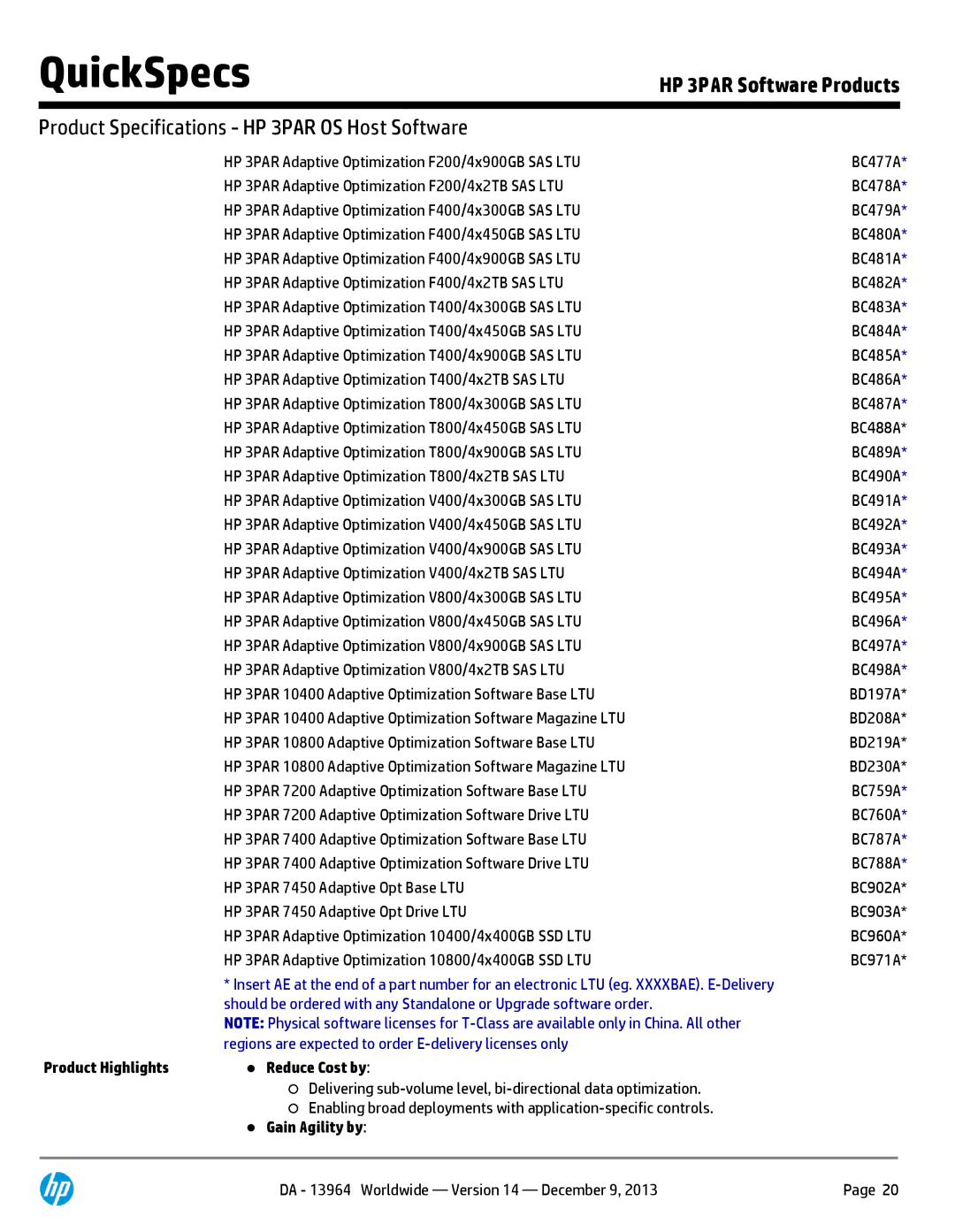 HP 7200 BC767A manual Product Highlights Reduce Cost by, Gain Agility by 