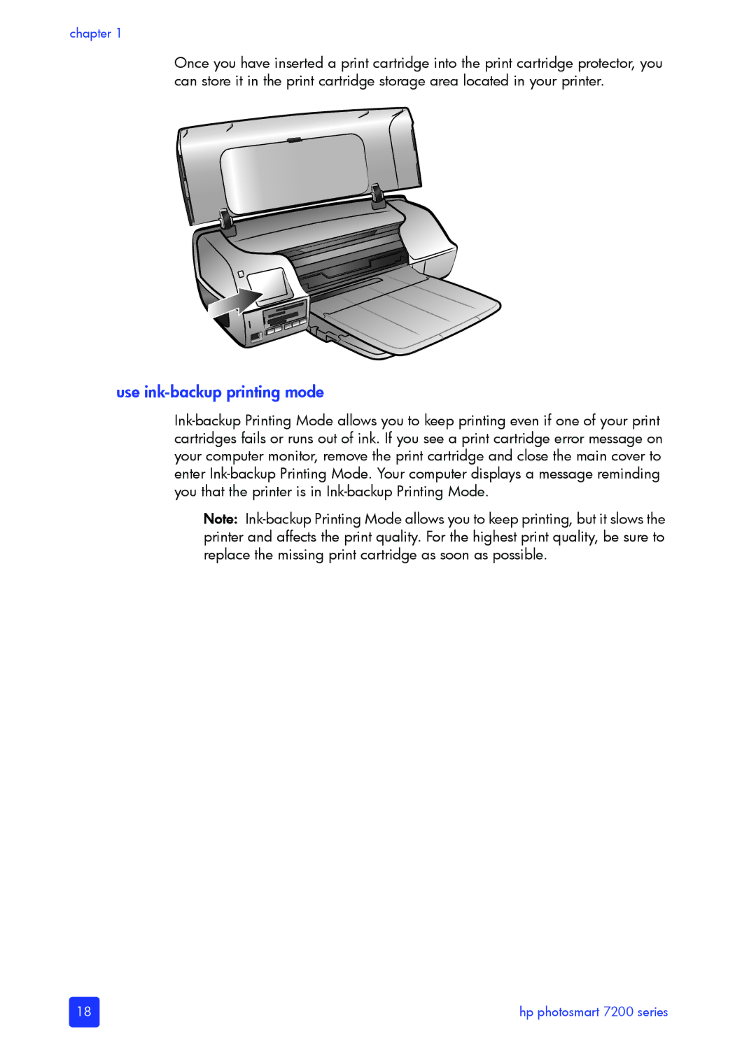 HP 7200 manual Use ink-backup printing mode 