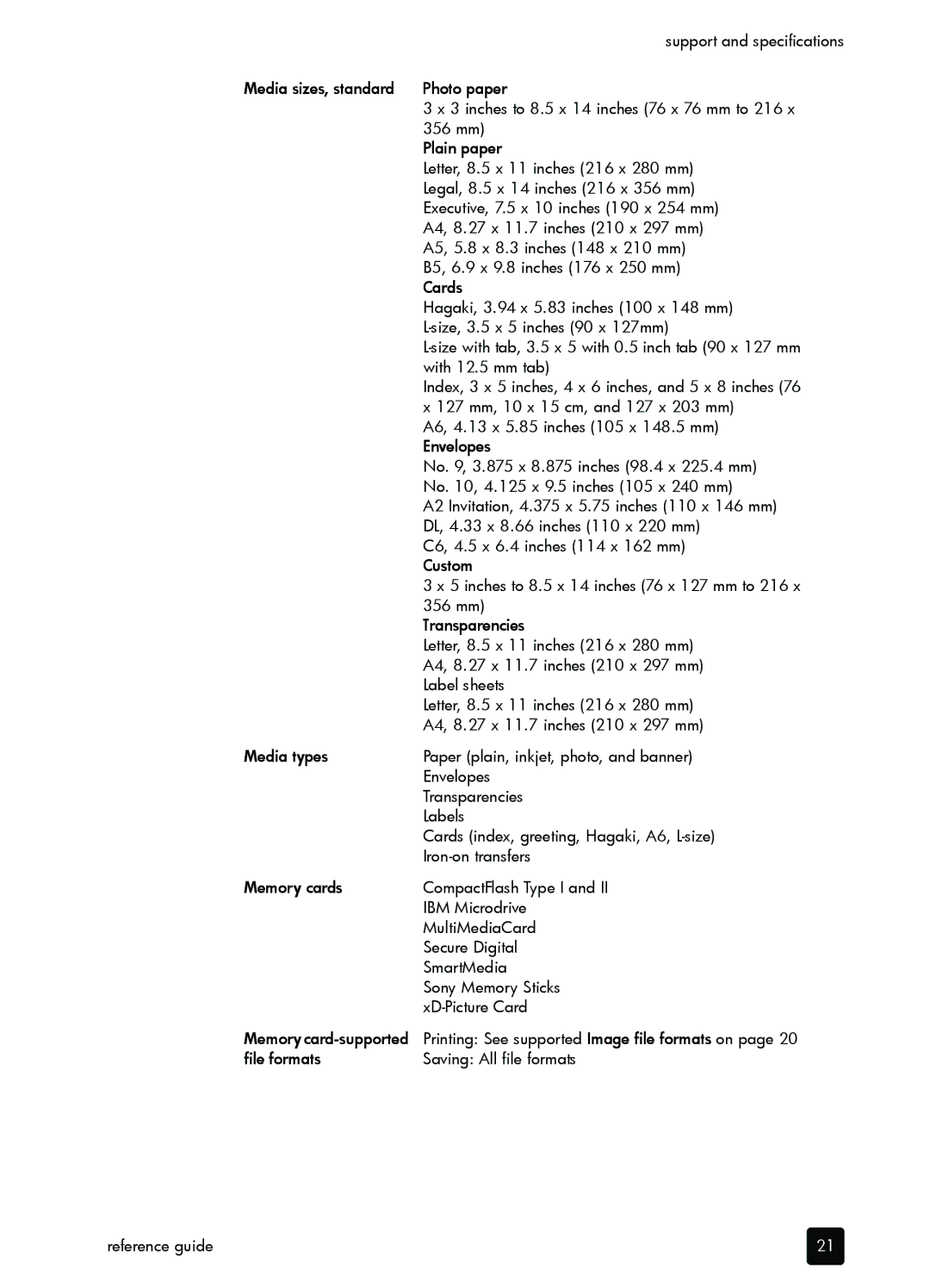 HP 7200 manual Support and specifications 