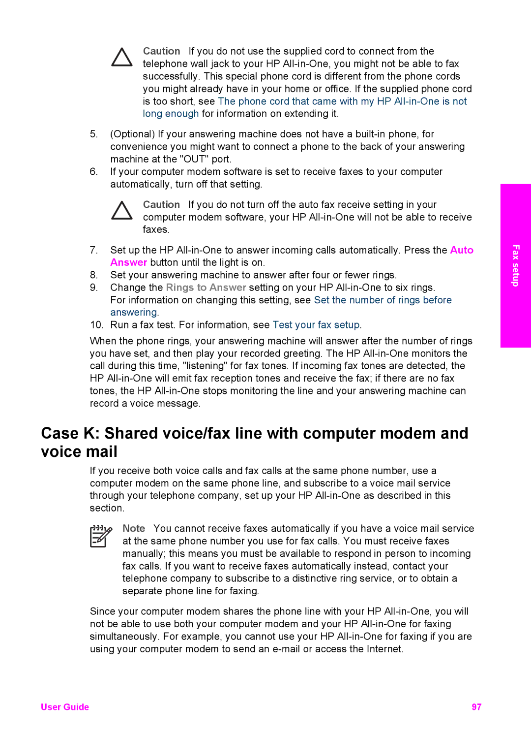 HP 7200 manual Fax setup 