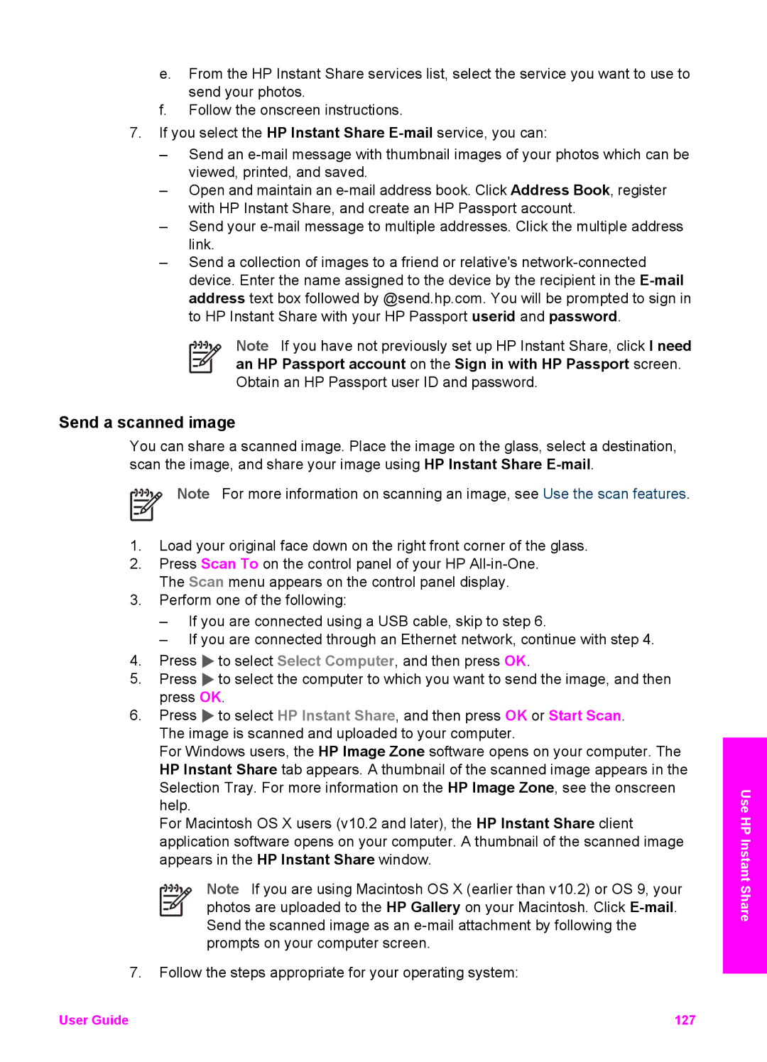 HP 7200 manual Send a scanned image 